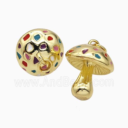 Copper Mushroom Pendant Multicolor Enamel Gold Plated