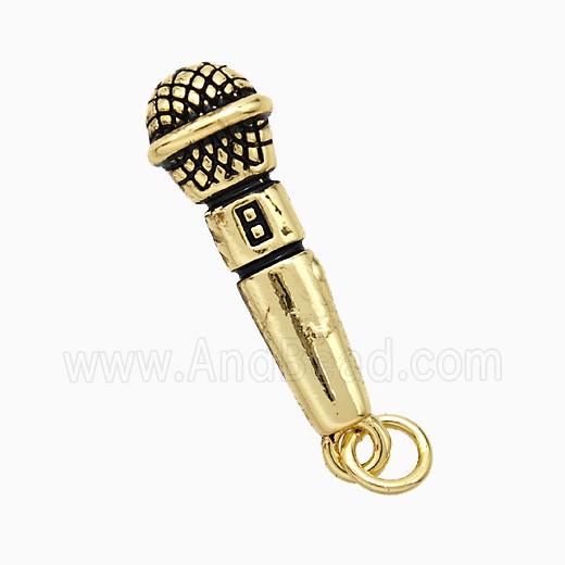 Microphone Charms Copper Pendant Antique Gold