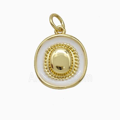 Copper Hat Pendant White Enamel Gold Plated