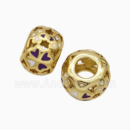 Copper Rondelle Beads Enamel Large Hole Gold Plated