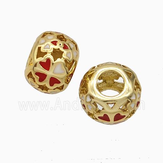 Copper Rondelle Beads Enamel Large Hole Gold Plated