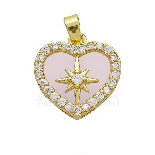 Copper Heart Pendant Pave Zirconia Resin Star Gold Plated