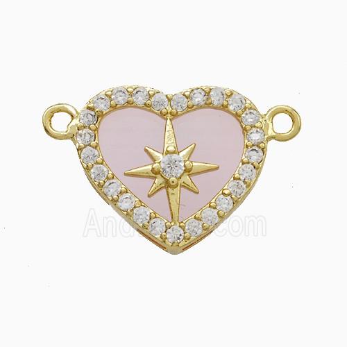 Copper Heart Pendant Pave Zirconia Resin Star 2loops Gold Plated