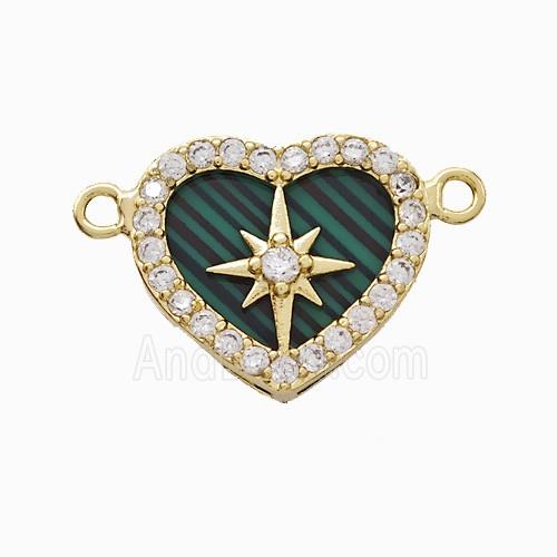 Copper Heart Pendant Pave Zirconia Resin Star 2loops Gold Plated