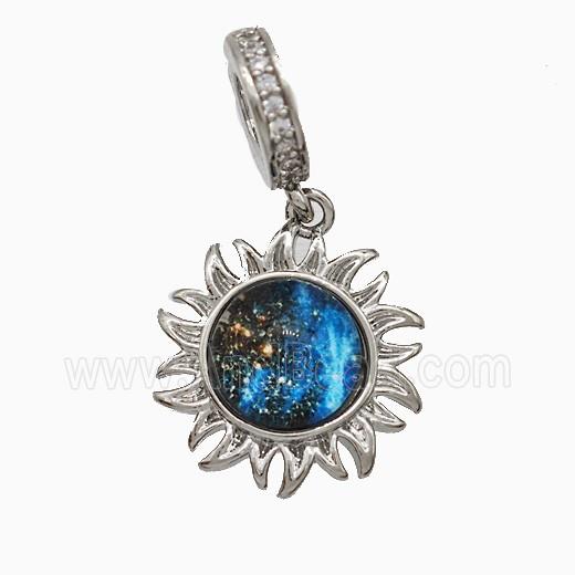 Copper Sun Pendant Pave Zirconia Resin Platinum Plated