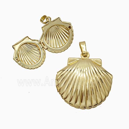 Scallop Shell Charms Copper Pendant 18K Gold Plated