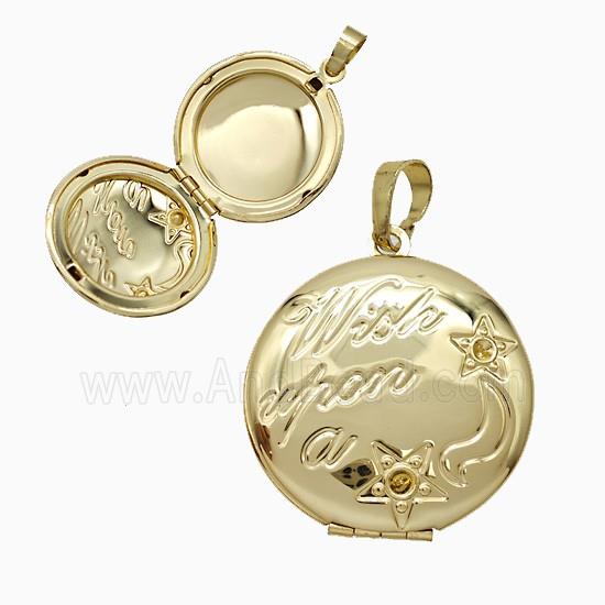 Copper Coin Locket Pendant Star 18K Gold Plated