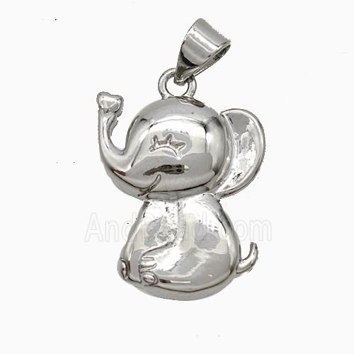 Copper Elephant Pendant Platinum Plated
