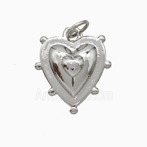 Copper Heart Pendant Platinum Plated