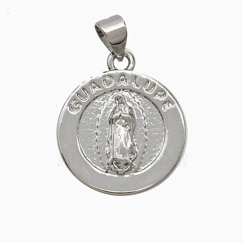 Lady Of Guadalupe Charms Copper Pendant Platinum Plated