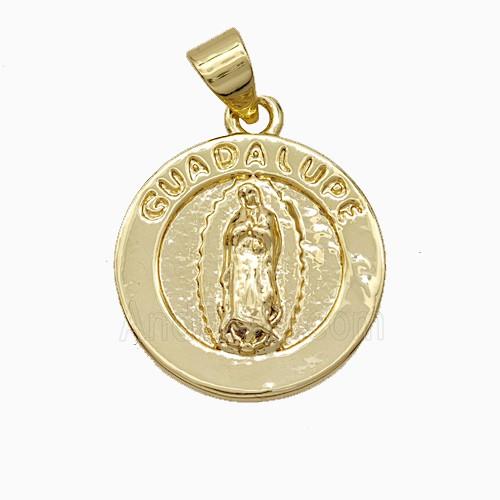 Lady Of Guadalupe Charms Copper Pendant Gold Plated