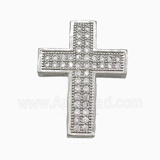 Copper Cross Pendant Pave Zirconia Platinum Plated