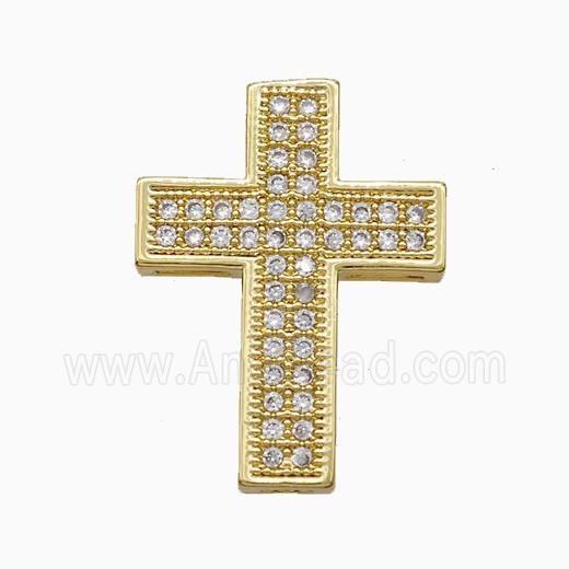 Copper Cross Pendant Pave Zirconia Gold Plated