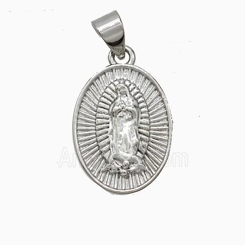 Virgin Mary Charms Copper Pendant Platinum Plated
