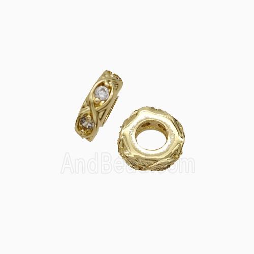 Copper Heishi Spacer Beads Pave Zirconia Gold Plated