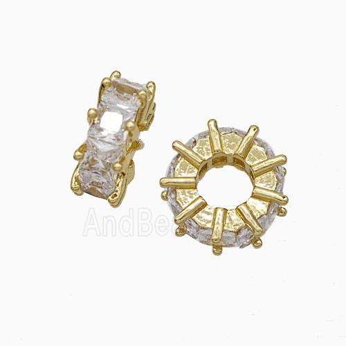 Copper Heishi Beads Pave Zirconia Gold Plated
