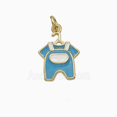 Childrens Clothes Charms Copper Pendant Blue Enamel Gold Plated