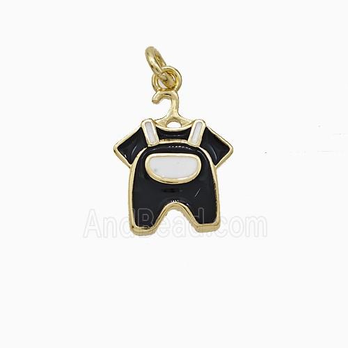 Childrens Clothes Charms Copper Pendant Black Enamel Gold Plated