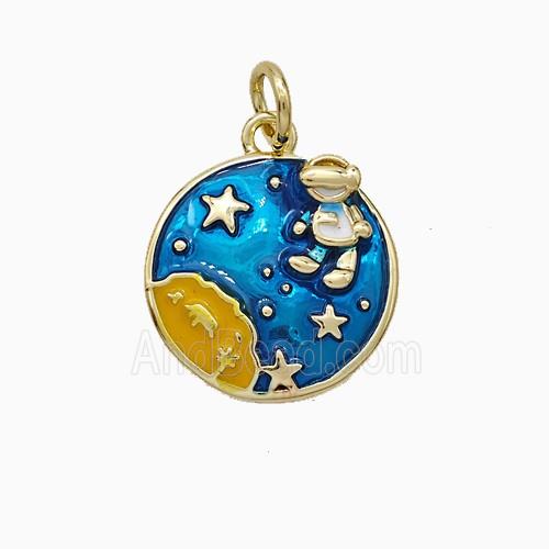 Copper Earth Pendant Painted Gold Plated