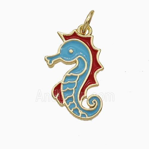 Copper Seahorse Pendant Enamel Gold Plated