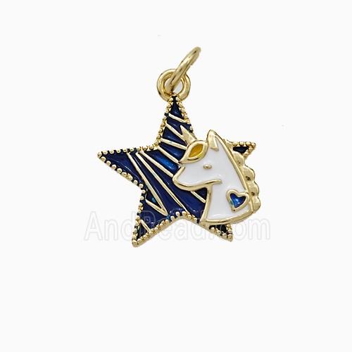 Copper Star And Unicorn Pendant Enamel Gold Plated