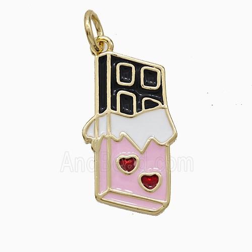 Chocolate Heart Charms Copper Pendant Enamel Gold Plated