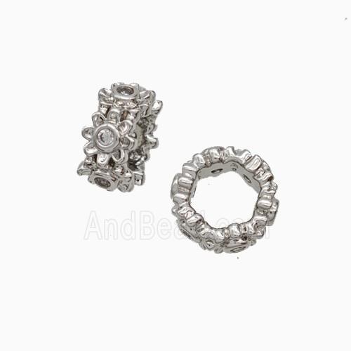 Copper Bead Pave Zircon, Gold Plated