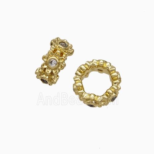 Copper Bead Pave Zircon, Gold Plated