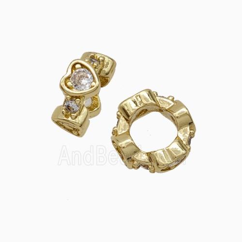 Copper Bead Pave Zircon, Gold Plated