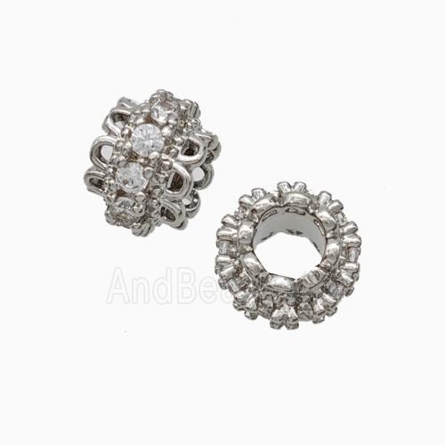 Copper Bead Pave Zircon, Gold Plated