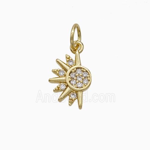 Copper Sun Pendant Pave Zirconia Gold Plated