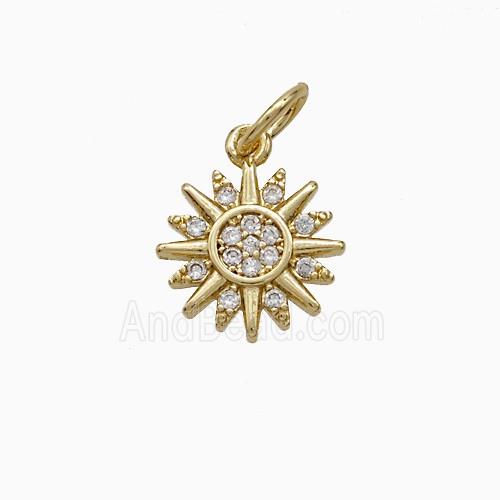 Copper Pendant Pave Zircon, Gold Plated