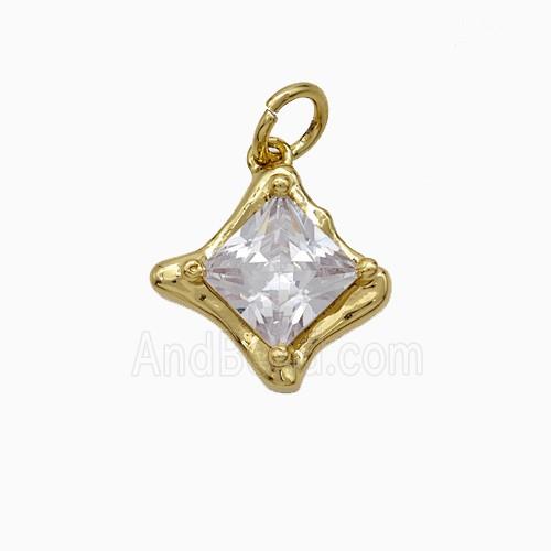 Copper Star Pendant Pave Zirconia Gold Plated