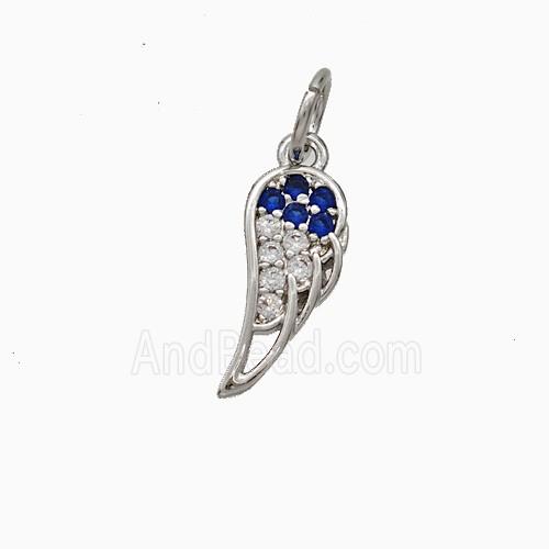 Copper Angel Wings Pave Zirconia Platinum Plated