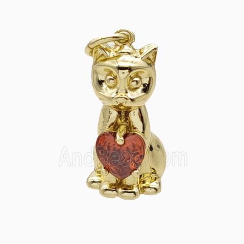 Copper Pendant Pave Zircon, Gold Plated