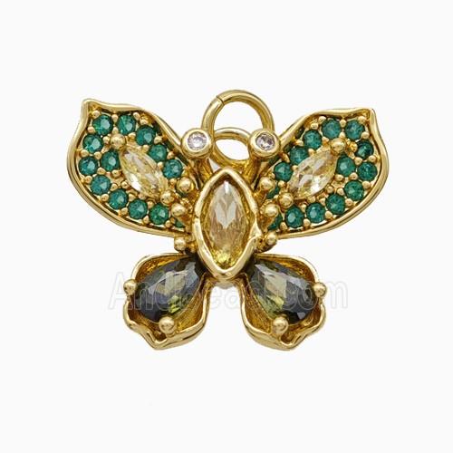 Copper Butterfly Pendant Pave Zirconia Gold Plated