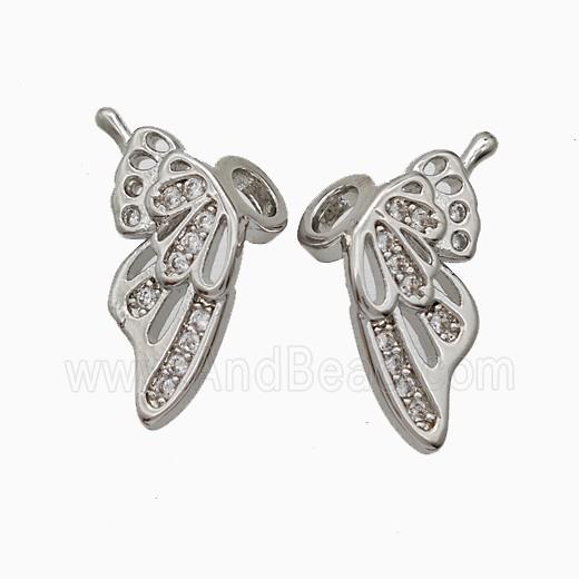 Copper Angel Wings Pave Zirconia Platinum Plated
