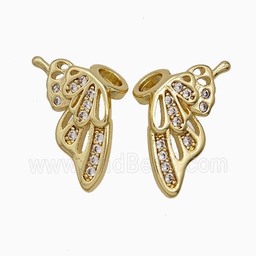 Copper Angel Wings Pave Zirconia Gold Plated