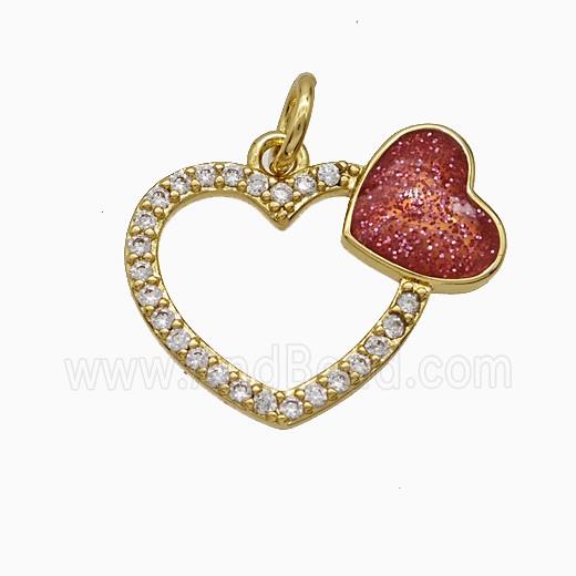 Copper Pendant Pave Zircon, Gold Plated