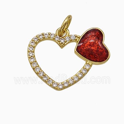 Copper Pendant Pave Zircon, Gold Plated