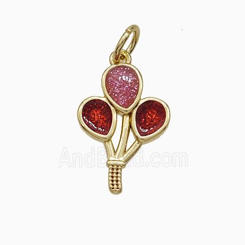 Enamel Copper Pendant, Gold Plated