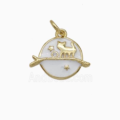 Enamel Copper Pendant, Gold Plated