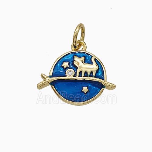 Enamel Copper Pendant, Gold Plated