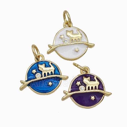 Enamel Copper Pendant, Gold Plated