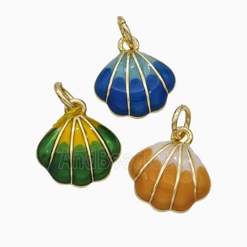 Enamel Copper Pendant, Gold Plated