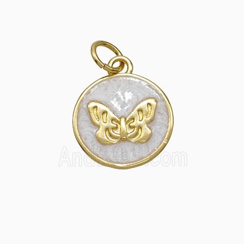 Enamel Copper Pendant, Gold Plated