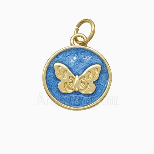 Enamel Copper Pendant, Gold Plated