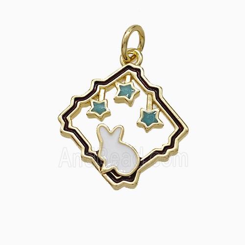 Enamel Copper Pendant, Gold Plated