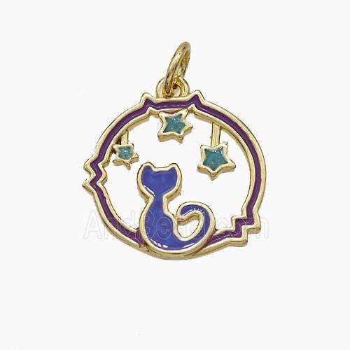 Enamel Copper Pendant, Gold Plated