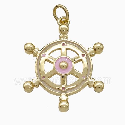 Enamel Copper Pendant, Gold Plated